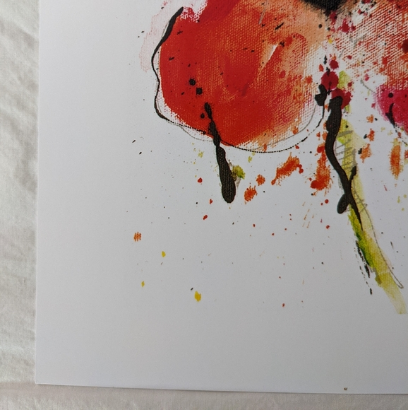 Dominic Pangborn NWOT Abstract Poppy flower signed archival red - Picture 4 of 10